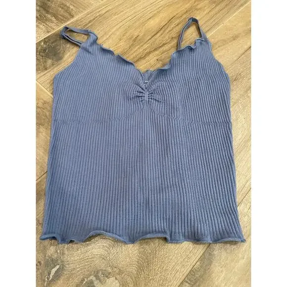 Out from Under by Urban Outfitters Bundle (2) Blue/Cream Cropped tank Tops. XS/S - Picture 5 of 7